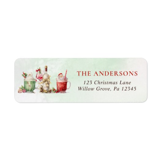 Kerstvakantie Cocktail Party Retouradres Etiket (Voorkant)
