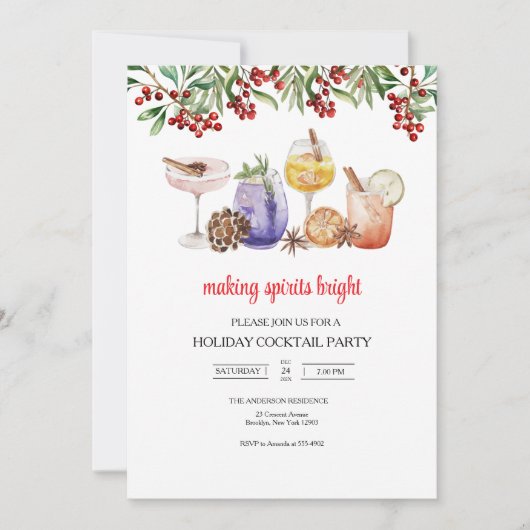 Kerstvakantie Cocktailparty Uitnodiging (Voorkant)