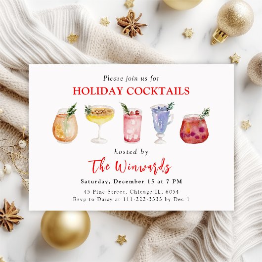 Kerstvakantie Cocktails Feest Kaart