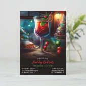 Kerstvakantie cocktails Party uitnodiging (Staand voorkant)