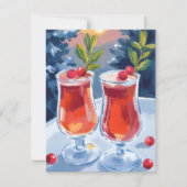 Kerstvakantie Cocktails Watercolor Kaart (Voorkant)