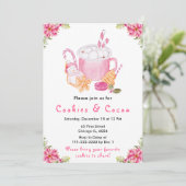 Kerstvakantie Cookies en Cacao Roze Kaart (Staand voorkant)