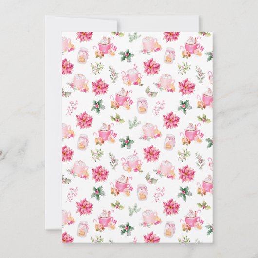 Kerstvakantie Cookies en Cacao Roze Kaart (Achterkant)