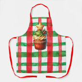 Kerstvakantie Cupcake Schort (rood en groen) (Voorkant)
