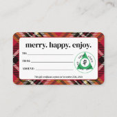 Kerstvakantie Custom Logo Cadeaubon Visitekaartje (Achterkant)