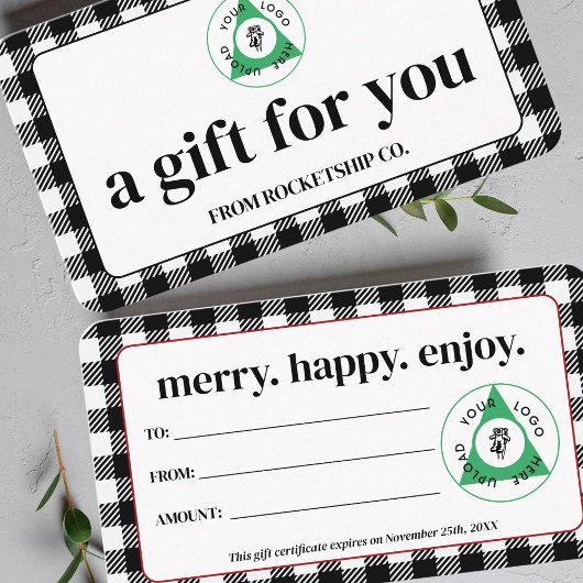 Kerstvakantie Custom Logo Cadeaubon Visitekaartje