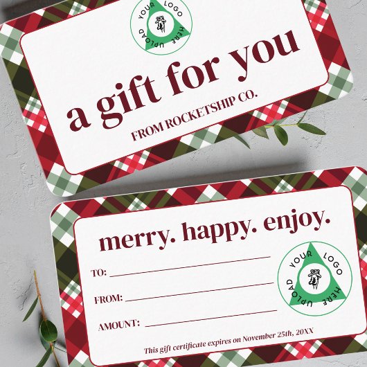 Kerstvakantie Custom Logo Cadeaubon Visitekaartje