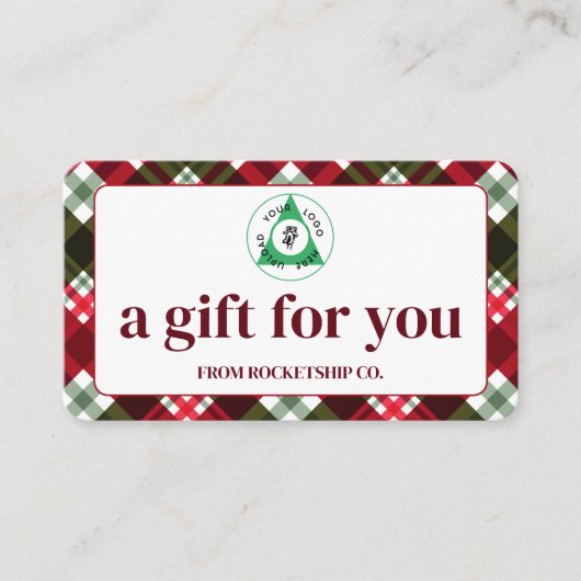 Kerstvakantie Custom Logo Cadeaubon Visitekaartje (Voorkant)