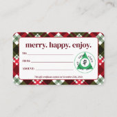 Kerstvakantie Custom Logo Cadeaubon Visitekaartje (Achterkant)