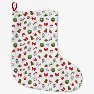 Kerstvakantie Cute Decoratie Kerstman Hoed Grote Kerstsok