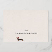 Kerstvakantie Dachshund Hond Merry Kerstgroet Folie Feestdagenkaart (Achterkant)