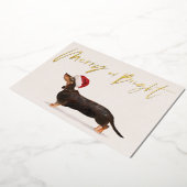 Kerstvakantie Dachshund Hond Prettige Groet Folie Feestdagenkaart (Gedraaid)