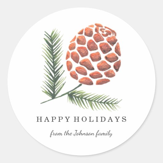 Kerstvakantie | Dennenappel Boom | Sticker (Voorkant)