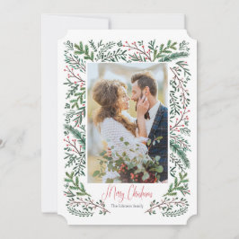 Kerstvakantie | Dennenen Frame | Fotokaart Feestdagenkaart