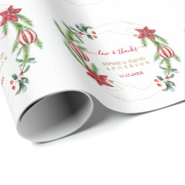 Kerstvakantie Dennenkegels Kerstballen Bruiloft  Cadeaupapier