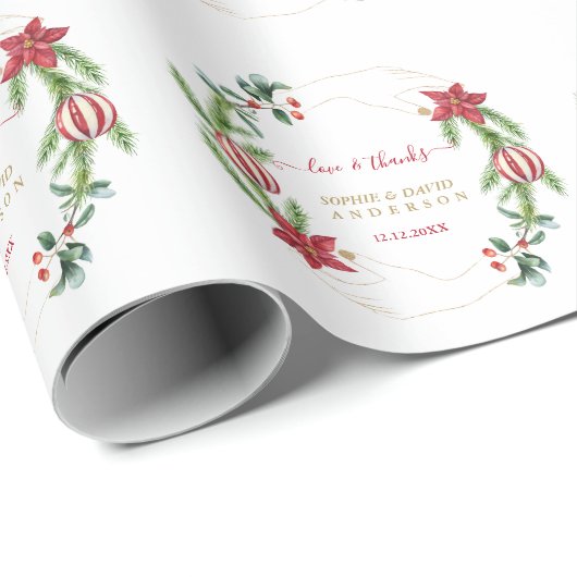 Kerstvakantie Dennenkegels Kerstballen Bruiloft  Cadeaupapier (Rol Hoek)