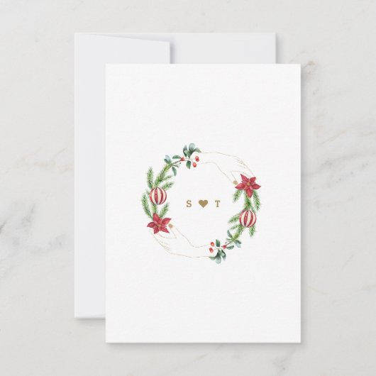 Kerstvakantie Dennenkegels Kerstballen Bruiloft  RSVP Kaartje (Achterkant)