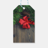 Kerstvakantie Dennentakken, Rode Strik Cadeaulabel (Achterkant)