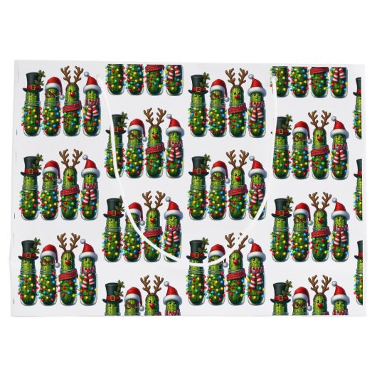 Kerstvakantie Dill Pickles Gift Bag Groot Cadeauzakje (Achterkant)
