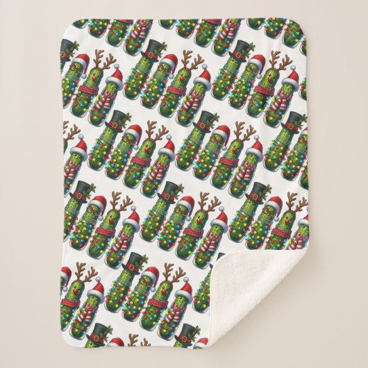 Kerstvakantie Dill Pickles Sherpa Blanket Sherpa Deken (Voorkant)