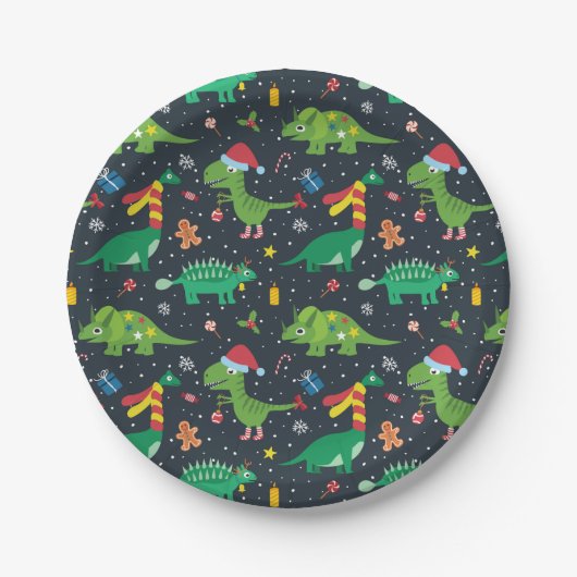 Kerstvakantie Dinosaurus Papieren Bord (Voorkant)