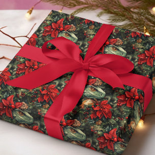 Kerstvakantie Dinosaurus patroon Cadeaupapier