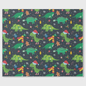 Kerstvakantie Dinosaurussen Inpakpapier (Vlak)