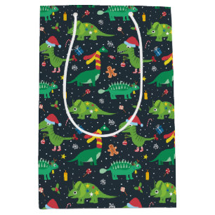 Kerstvakantie Dinosaurussen Inpakpapier Medium Cadeauzakje