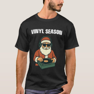 Kerstvakantie DJ, Vintage Vinylplaten, Retro T-shirt