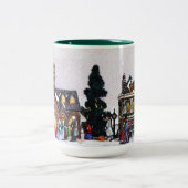 Kerstvakantie dorp Scène Tweekleurige Koffiemok (Center)