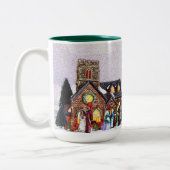 Kerstvakantie dorp Scène Tweekleurige Koffiemok (Links)