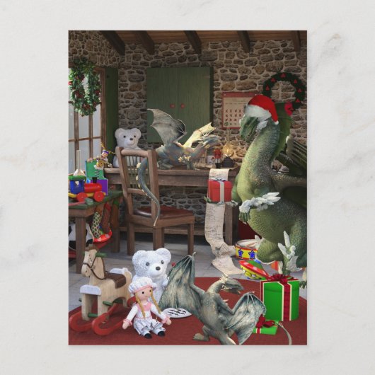 Kerstvakantie Dragon Family Briefkaart (Voorkant)