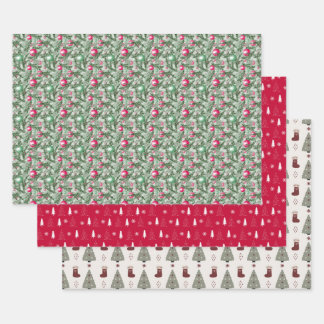 Kerstvakantie Drie-pack Inpakpapier Vel