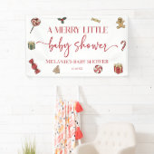 Kerstvakantie Een vrolijk klein Baby shower feest Spandoek (Insitu)