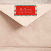 Kerstvakantie Eenvoudig rood groen geruite patroon Etiket