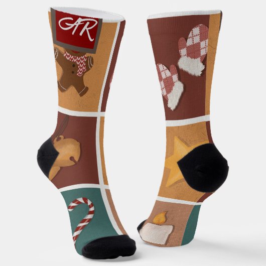 kerstvakantie eenvoudige elegante cadeaus MONOGRAM Sokken (Gebogen)