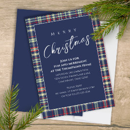 Kerstvakantie Eenvoudige Marine Blauw Winter Plaid Kaart