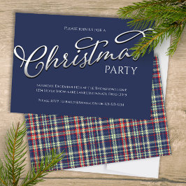 Kerstvakantie Eenvoudige Marine Blauw Winter Plaid Kaart