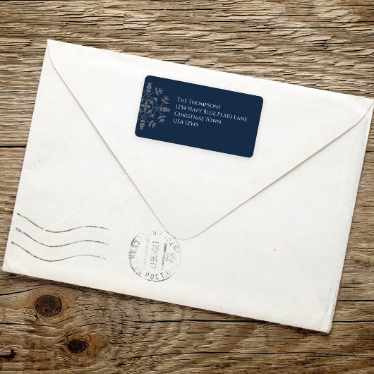 Kerstvakantie Eenvoudige Navy Blue Sneeuwvlok Etiket