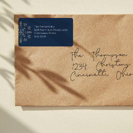 Kerstvakantie Eenvoudige Navy Blue Sneeuwvlok Etiket