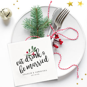 Kerstvakantie Eet, Drink en Trouw Kerstbessen Servet