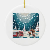 Kerstvakantie eland keramisch ornament (Achterkant)