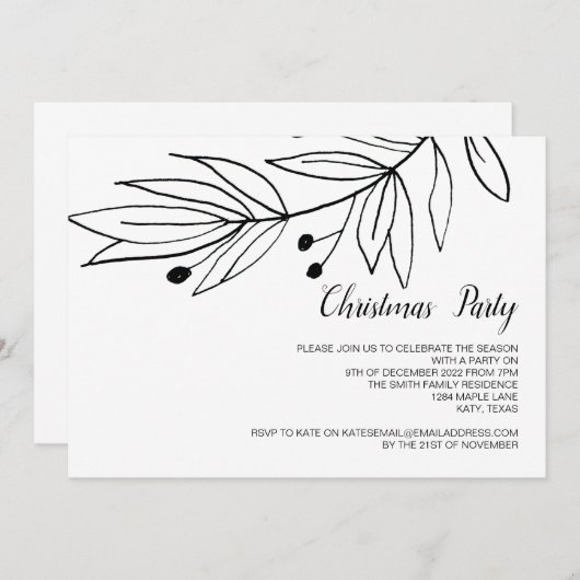 Kerstvakantie Elegant Feest Winterviering Kaart (Voorkant / Achterkant)