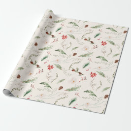 Kerstvakantie Elegante Boho Botanische Natuur Cadeaupapier
