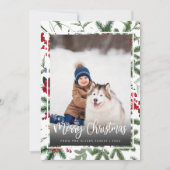 Kerstvakantie Elegante Botanische Foto Modern Feestdagenkaart (Voorkant)