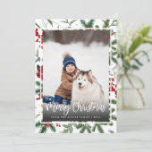 Kerstvakantie Elegante Botanische Foto Modern Feestdagenkaart (Staand voorkant)