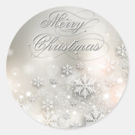 Kerstvakantie Elegante sneeuwvlokken Ronde Sticker