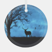 Kerstvakantie Elk & Moon Glas Ornament (Voorkant)
