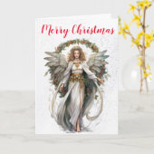 Kerstvakantie engel kaart (Gele Bloem)