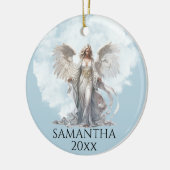 Kerstvakantie engel monogram keramisch ornament (Links)